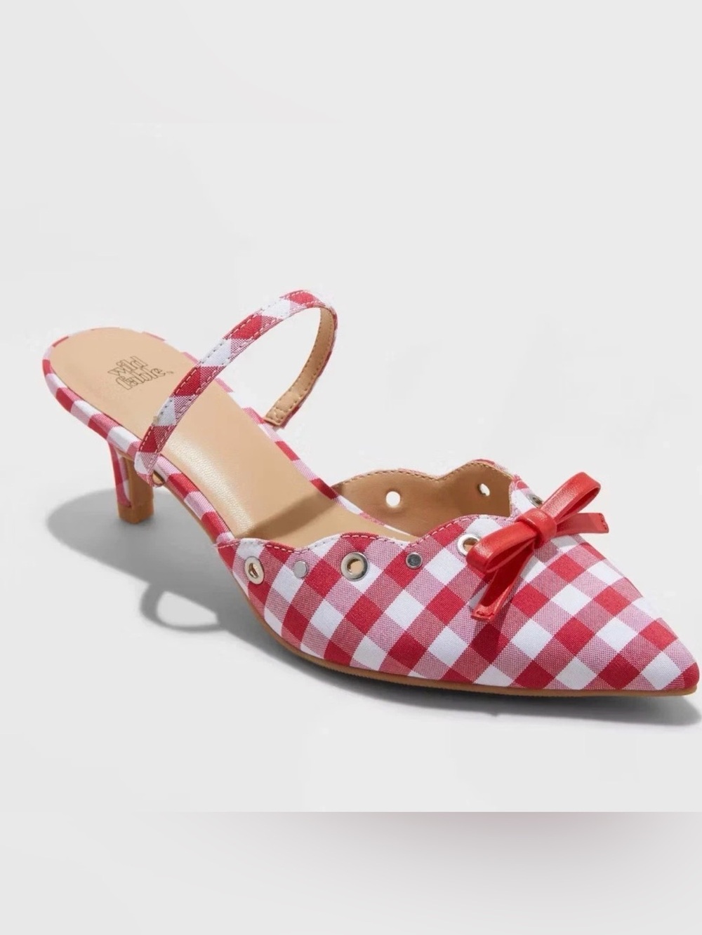 Women's Lysandra Gingham Eyelet Kitten Heels - Wild Fable